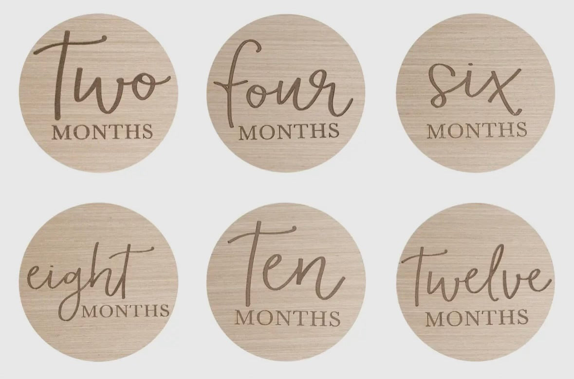 Gender Neutral Baby Monthly Milestone Wooden Prop Cards